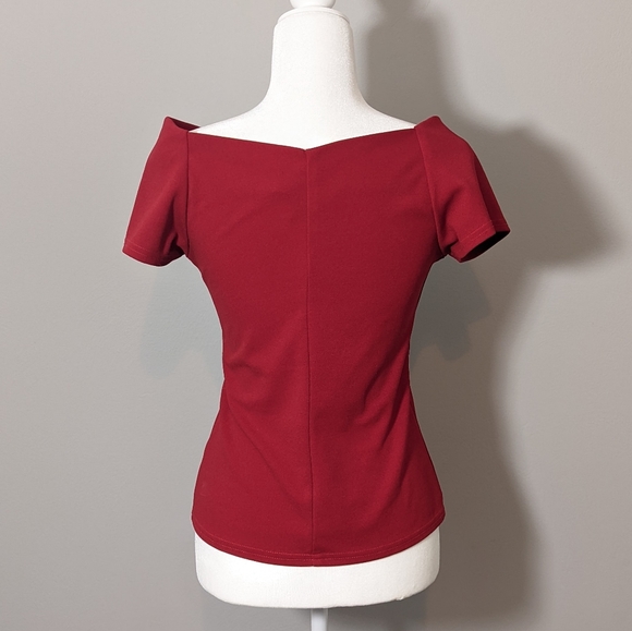 Cherry Red Off The Shoulder Top - Picture 4 of 6